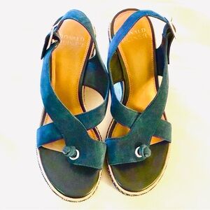 Donald J. Pliner Teal Suede Wedge Sandals